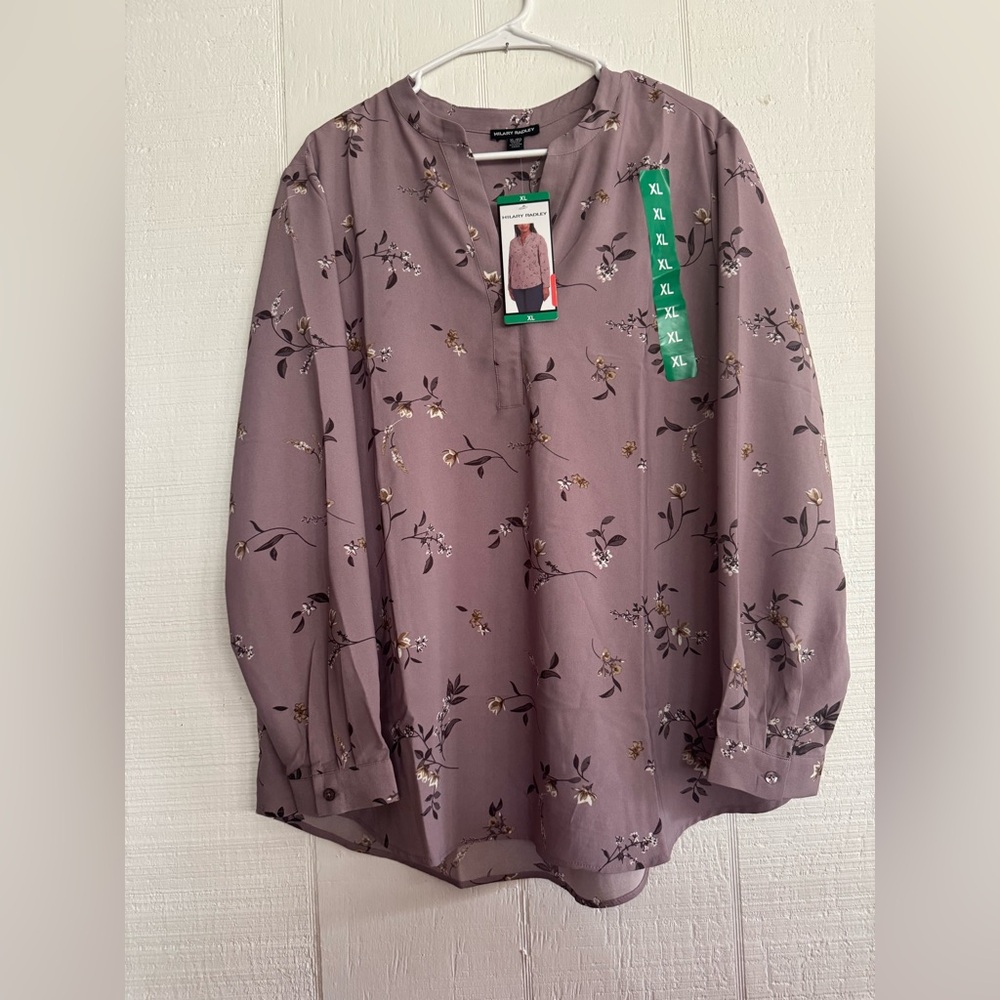 Hilary Radley Mauve Floral Blouse